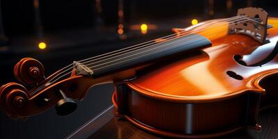 violin on a dark blurred background photo