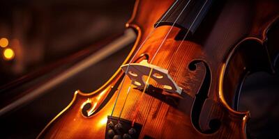 violin on a dark blurred background photo