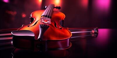 violin on a dark blurred background photo