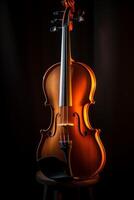 violin on a dark blurred background photo