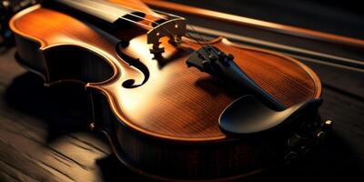 violin on a dark blurred background photo