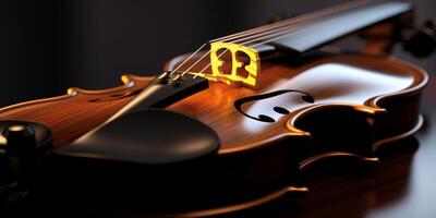 violin on a dark blurred background photo