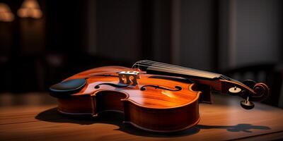 violín en un oscuro borroso antecedentes foto