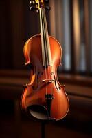 violin on a dark blurred background photo