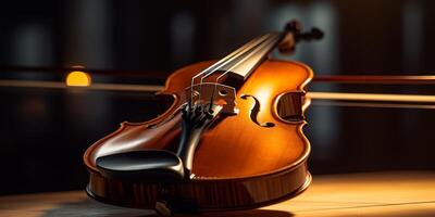 violin on a dark blurred background photo