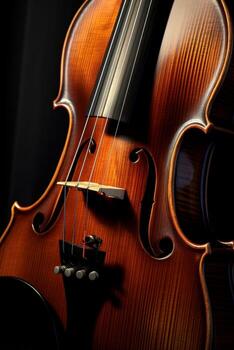 violin on a dark blurred background photo