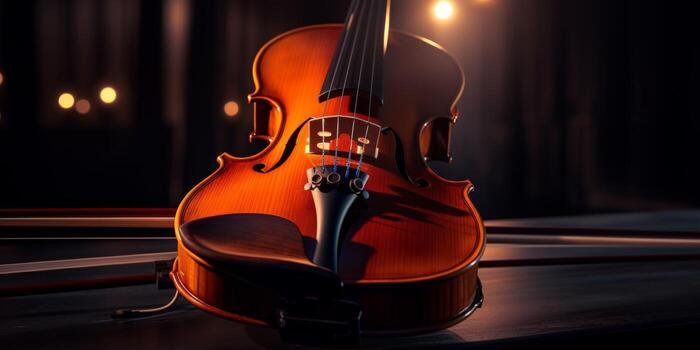 violin on a dark blurred background photo