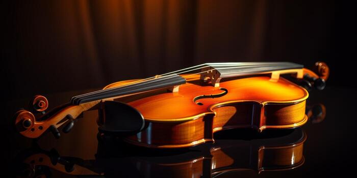 violin on a dark blurred background photo