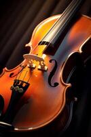 violin on a dark blurred background photo