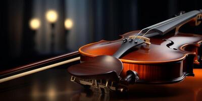 violin on a dark blurred background photo