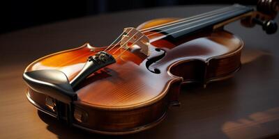 violin on a dark blurred background photo