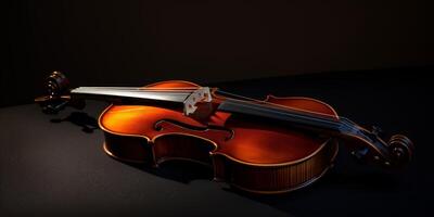 violín en un oscuro borroso antecedentes foto