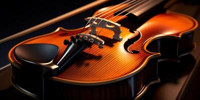 violin on a dark blurred background photo