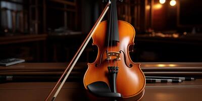 violin on a dark blurred background photo