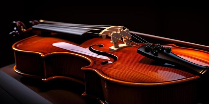 violin on a dark blurred background photo