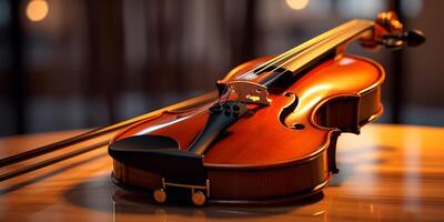 violin on a dark blurred background photo