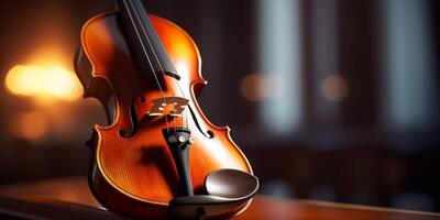 violin on a dark blurred background photo