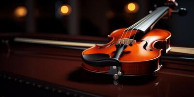 violin on a dark blurred background photo