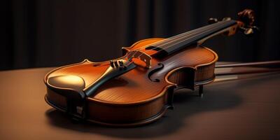 violin on a dark blurred background photo