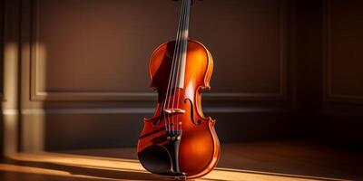 violin on a dark blurred background photo