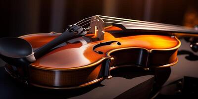 violin on a dark blurred background photo