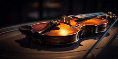 violin on a dark blurred background photo