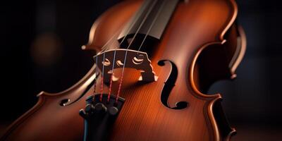 violin on a dark blurred background photo