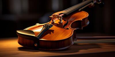 violin on a dark blurred background photo