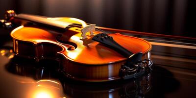 violin on a dark blurred background photo