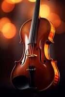 violin on a dark blurred background photo