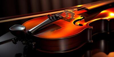 violin on a dark blurred background photo