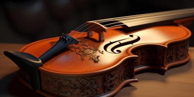 violin on a dark blurred background photo