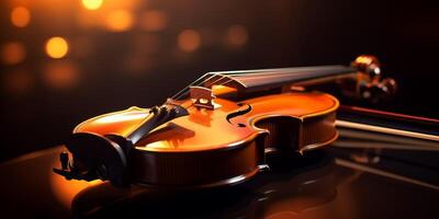 violin on a dark blurred background photo