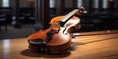 violin on a dark blurred background photo