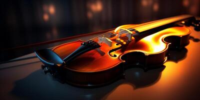 violin on a dark blurred background photo