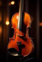 violin on a dark blurred background photo