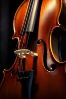 violin on a dark blurred background photo