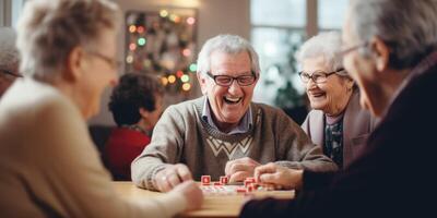 elderly people in a nursing home having fun photo