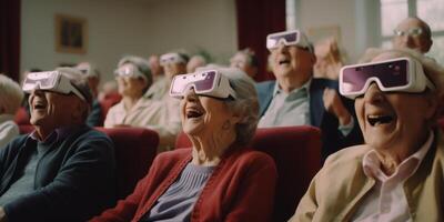 elderly people in a nursing home having fun photo