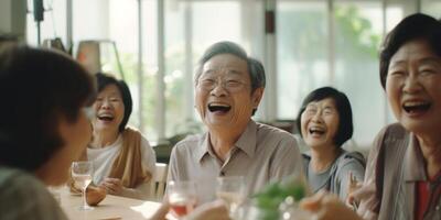 elderly people in a nursing home having fun photo