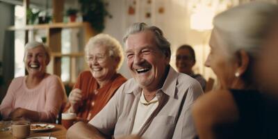 elderly people in a nursing home having fun photo