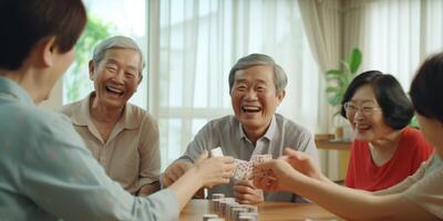 elderly people in a nursing home having fun photo