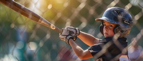 Child playing baseball close-up photo