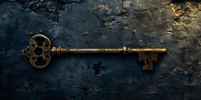 antique key on grunge background photo