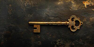 antique key on grunge background photo
