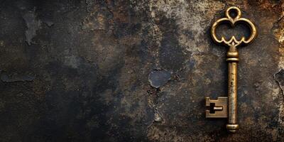 antique key on grunge background photo