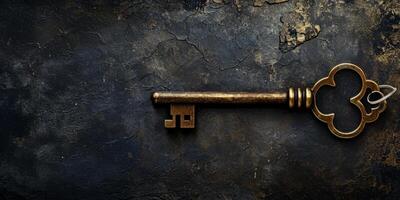 antique key on grunge background photo