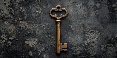 antique key on grunge background photo