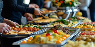 grupo buffet comidas en un restaurante foto