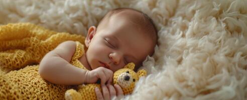 baby sleeps with a toy photo